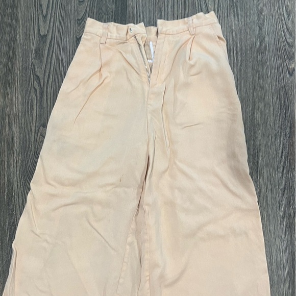 Assembly Womens Wide Leg Corduroy Pants High Rise Raw Hem Rayon Cream Size XS - Picture 3 of 12